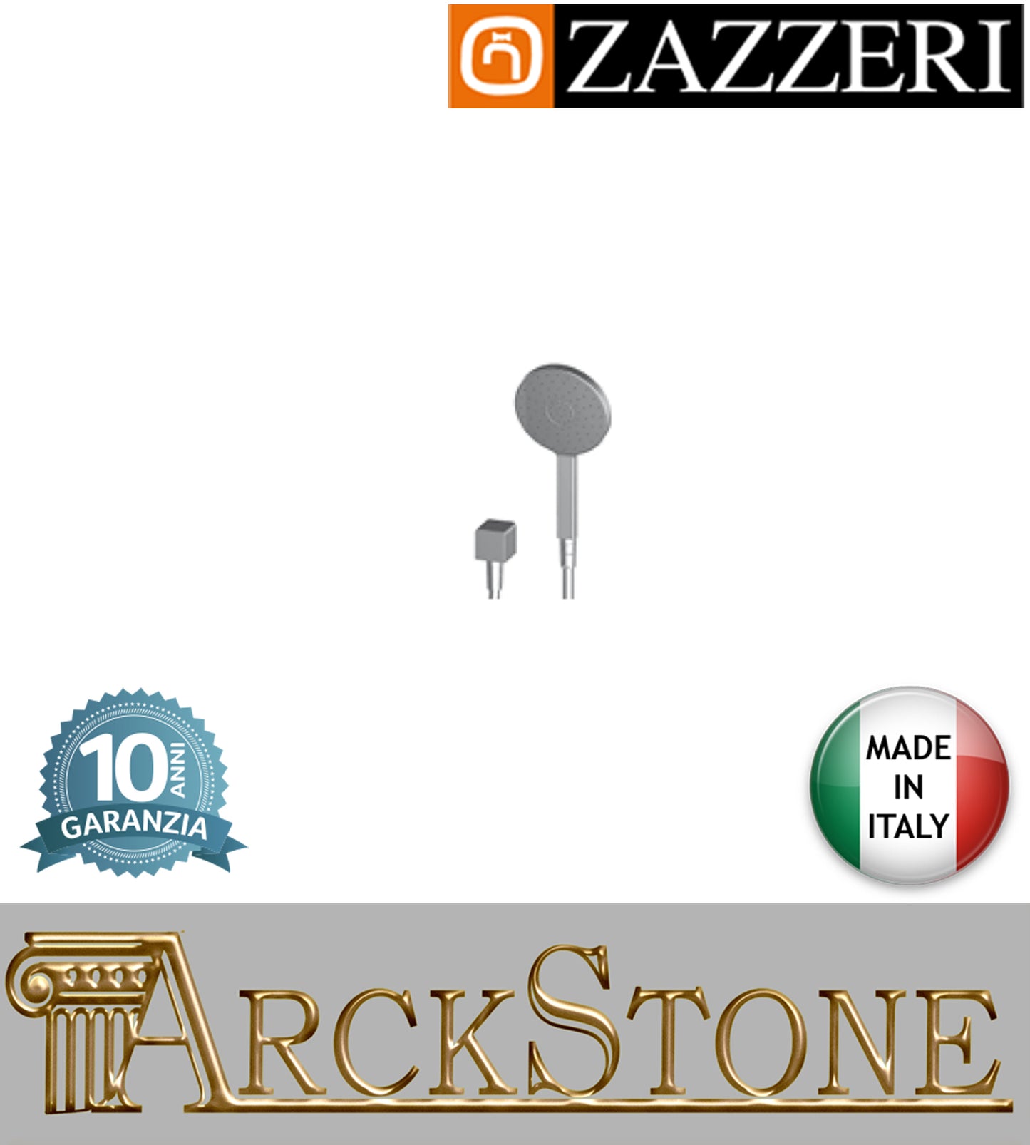 Set doccia marca Zazzeri modello Qquadro doccetta Ø140mm anticalcare presa acqua muro finitura ottone cromato parete flessibile rubinetteria arredamento arredo bagno casa cromo garanzia 10 anni qualità made in italy