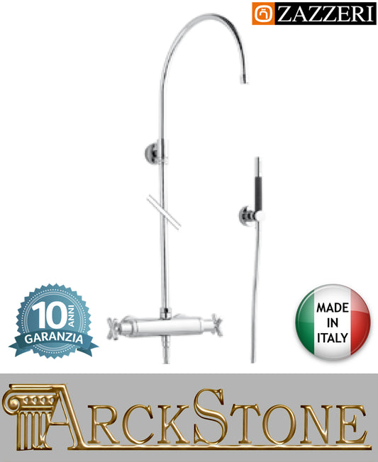 Colonna doccia marca casa Zazzeri modello Shower Unix 47001537A00 CRCR miscelatore rubinetto termostatico doccetta finitura cromato arredamento bagno rubinetteria garanzia 10 anni azienda certificata qualità made in italy