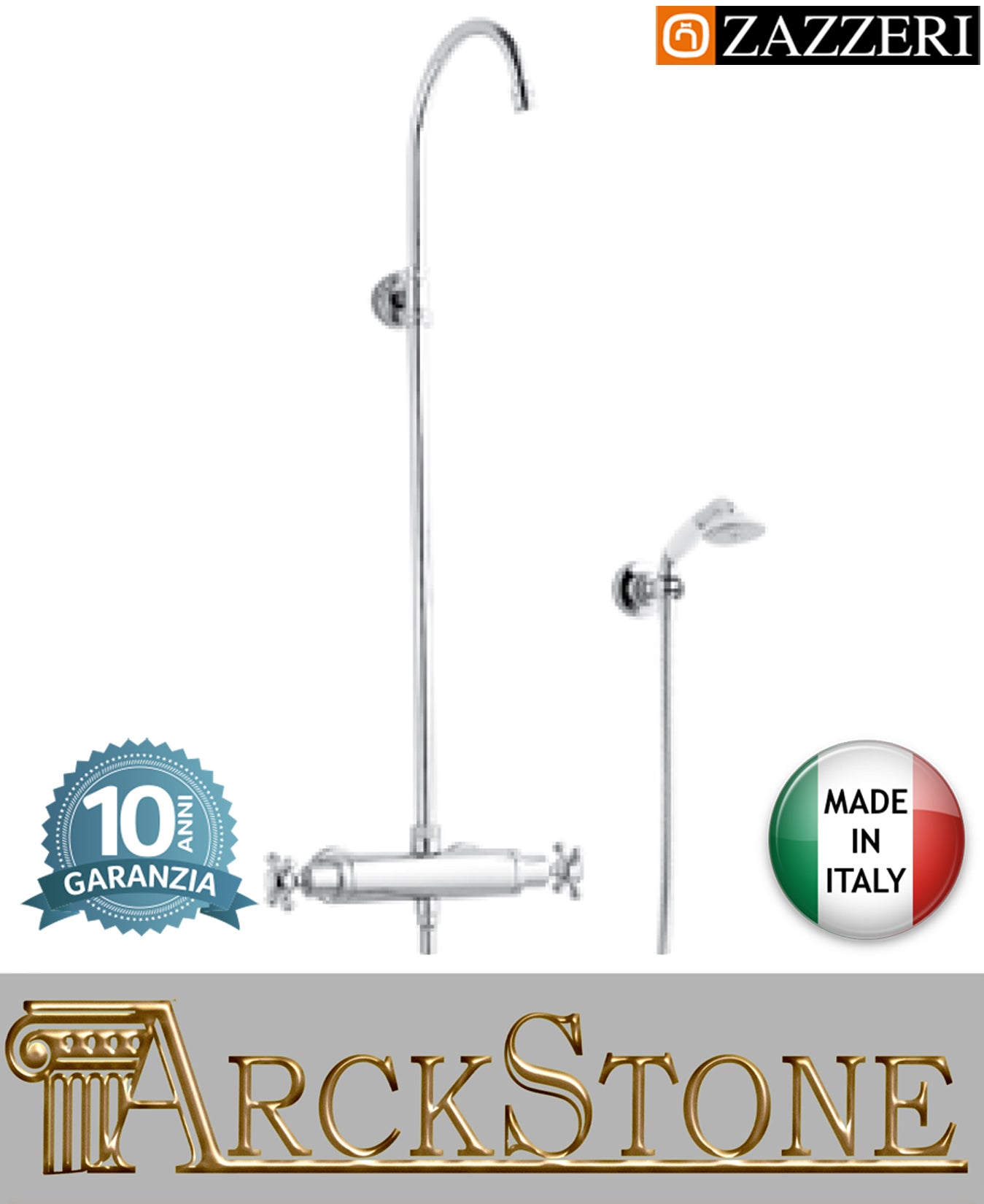 Colonna doccia marca casa Zazzeri modello Shower Unix 55001539A00 CRCR miscelatore rubinetto termostatico doccetta finitura cromato arredamento bagno rubinetteria garanzia 10 anni azienda certificata qualità made in italy
