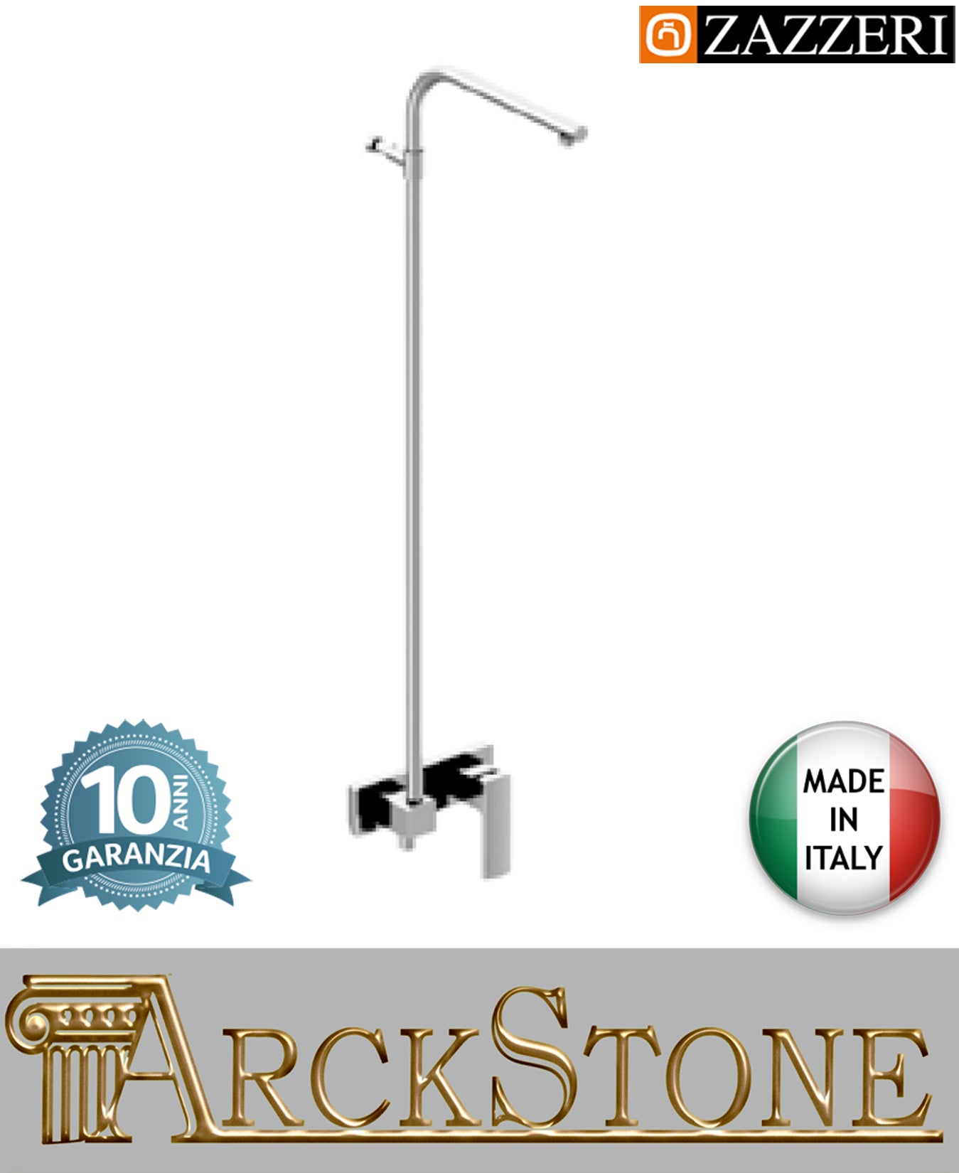 Colonna doccia marca casa Zazzeri modello Shower Unix miscelatore gruppo esterno deviatore rubinetto palo finitura cromato arredamento bagno rubinetteria garanzia 10 anni azienda certificata qualità made in italy
