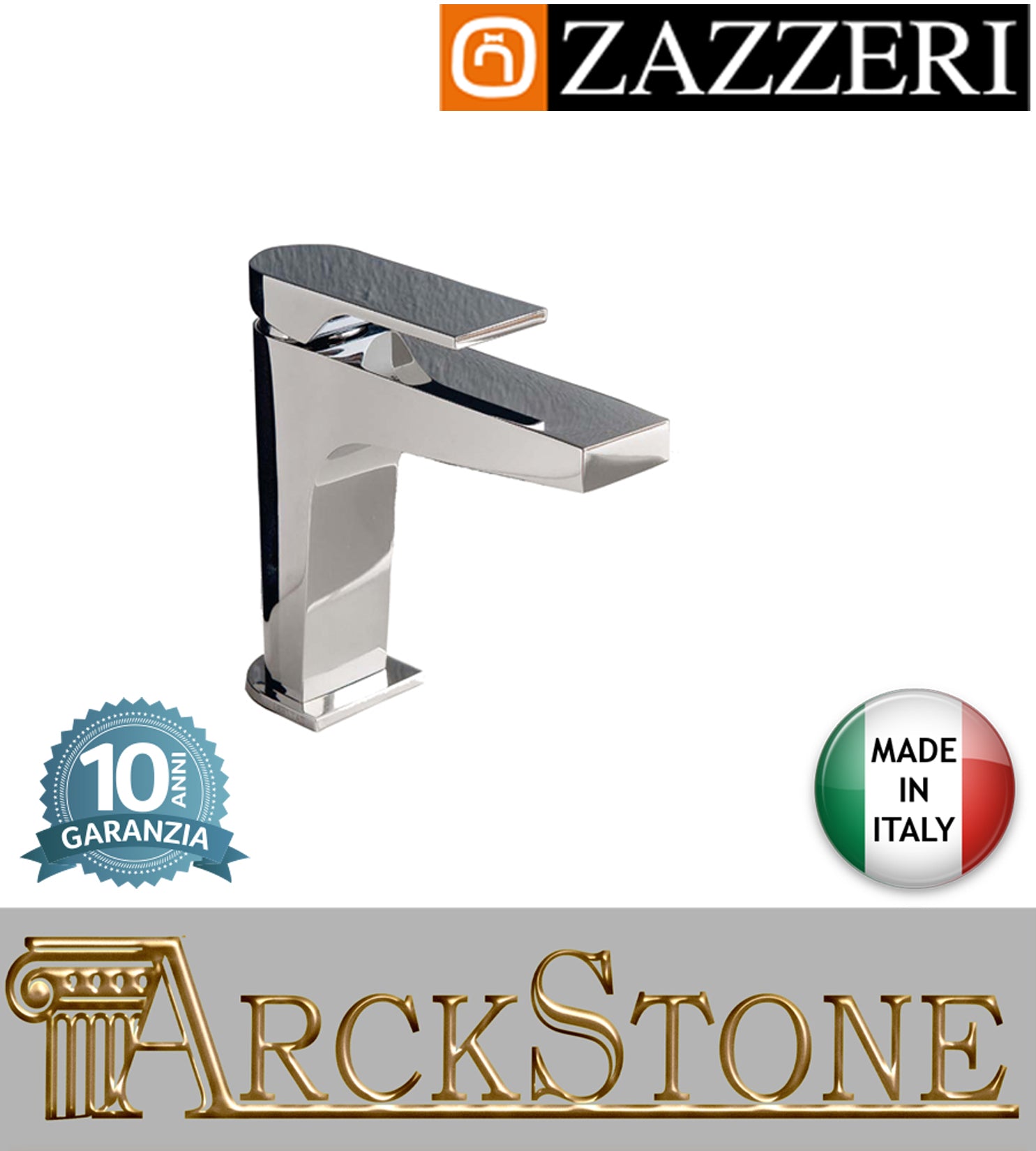 Miscelatore lavabo 150xh105 marca Zazzeri modello 100 finitura ottone cromato senza piletta scarico rubinetto rubinetteria cromo arredamento fontana arredo bagno appoggio garanzia 10 anni qualità made in italy
