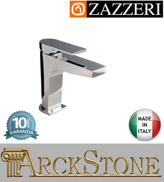 Miscelatore lavabo 150xh105 marca Zazzeri modello 100 finitura ottone cromato senza piletta scarico rubinetto rubinetteria cromo arredamento fontana arredo bagno appoggio garanzia 10 anni qualità made in italy