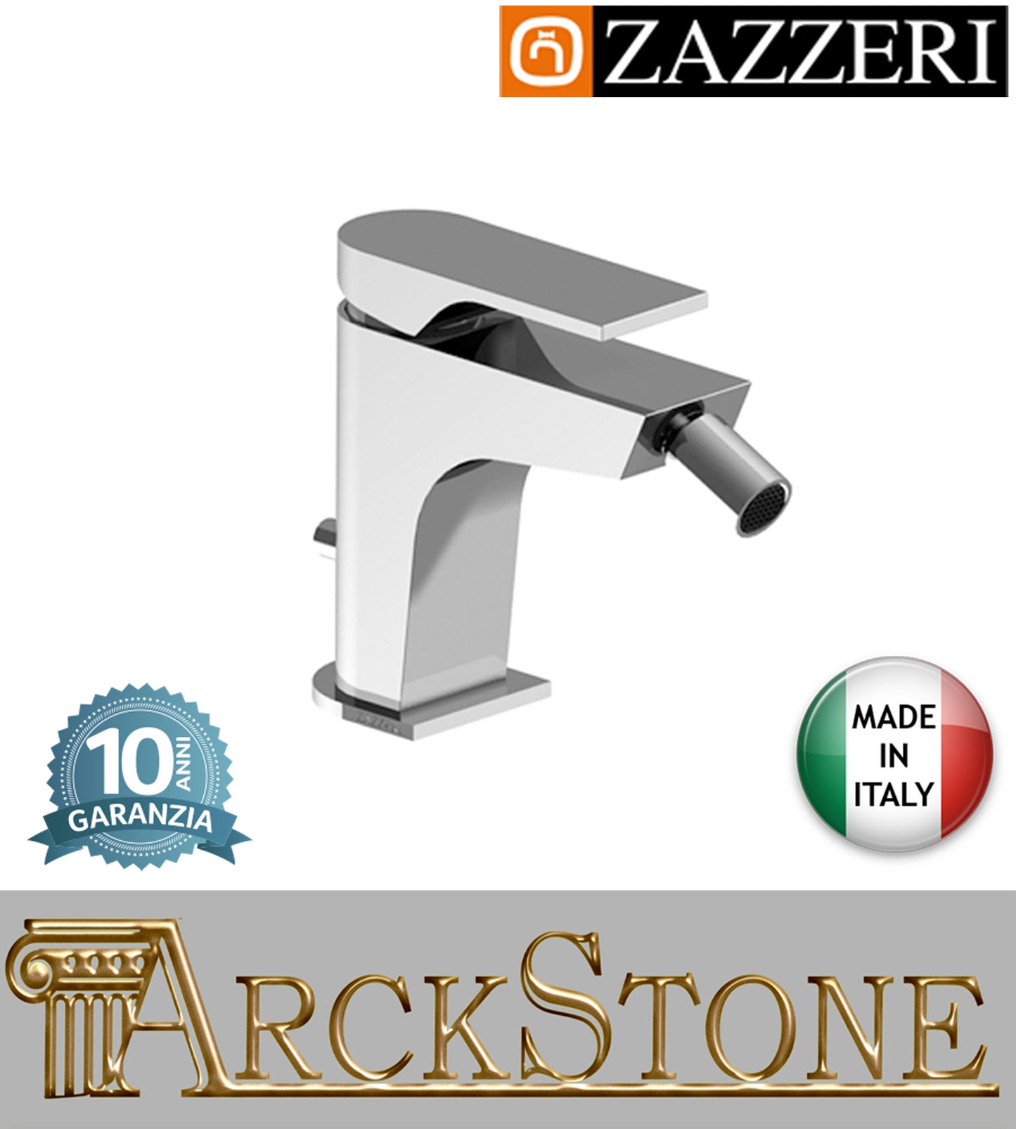Miscelatore bidet h75 mm marca Zazzeri modello 100 completo finitura ottone cromato areatore appoggio rubinetto rubinetteria arredamento cromo casa acqua home arredo bagno garanzia 10 anni qualità made in italy