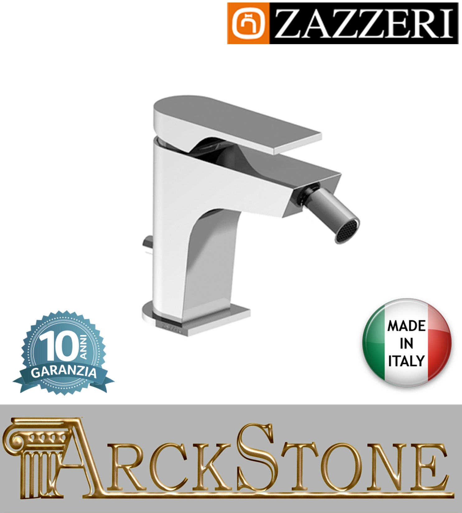 Miscelatore bidet h75 mm marca Zazzeri modello 100 completo finitura ottone cromato areatore appoggio rubinetto rubinetteria arredamento cromo casa acqua home arredo bagno garanzia 10 anni qualità made in italy