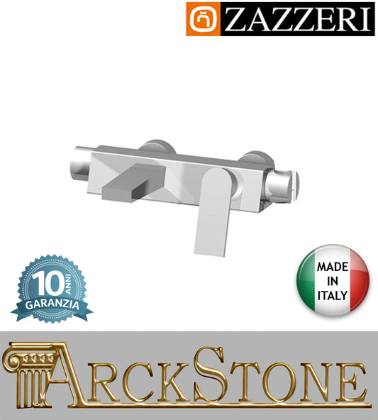 Miscelatore vasca marca Zazzeri modello 100 esterno senza doccetta flessibile finitura ottone cromato rubinetto rubinetteria areatore parete arredo bagno muro casa home acqua garanzia 10 anni qualità made in italy