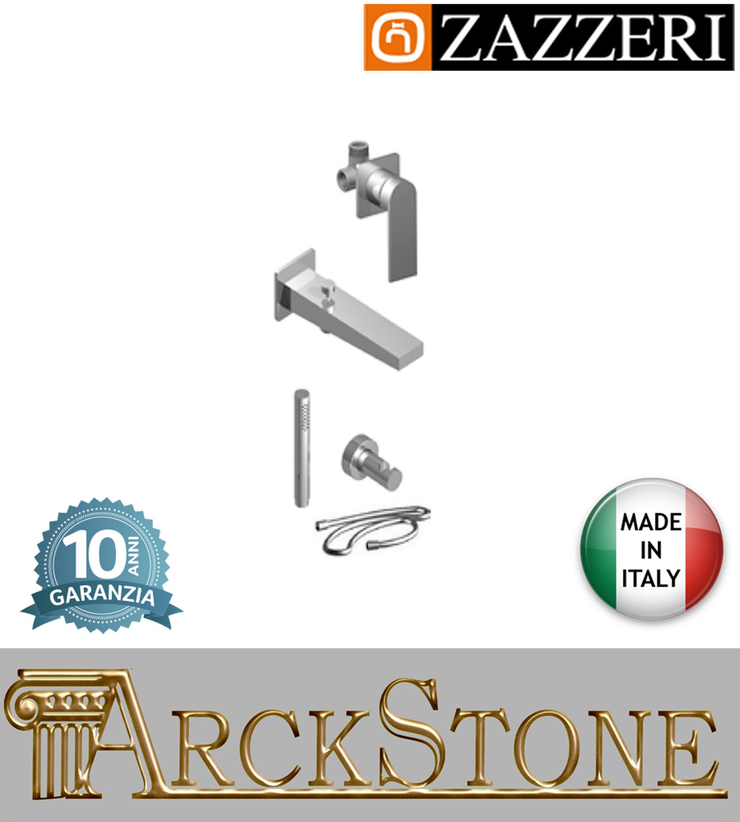 Composizione miscelatore doccia marca Zazzeri modello 100 finitura ottone cromato incasso cromo parete rubinetteria rubinetto arredo bagno arredamento muro acqua home casa garanzia 10 anni qualità made in italy 