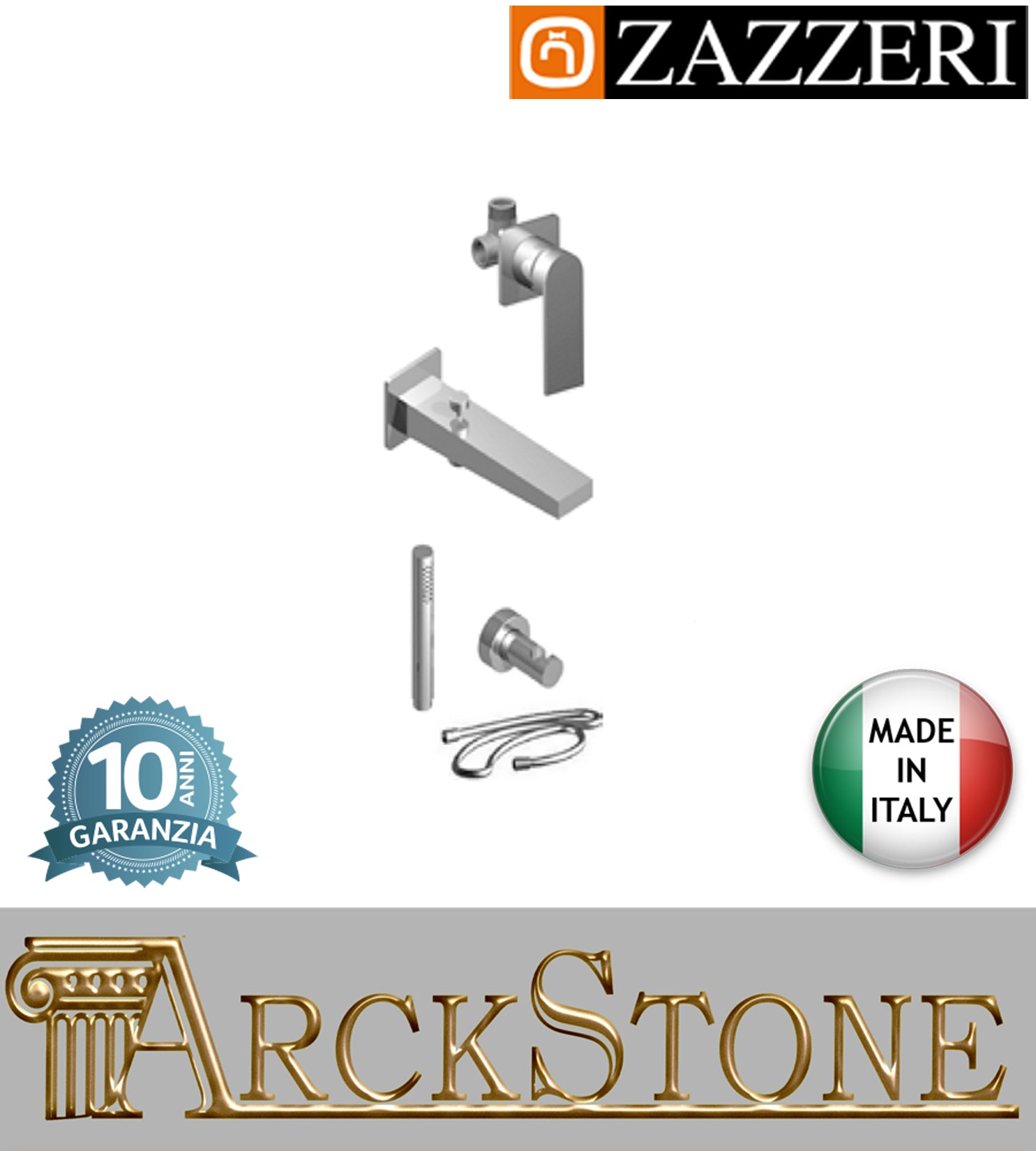 Composizione miscelatore doccia marca Zazzeri modello 100 finitura ottone cromato incasso cromo parete rubinetteria rubinetto arredo bagno arredamento muro acqua home casa garanzia 10 anni qualità made in italy 