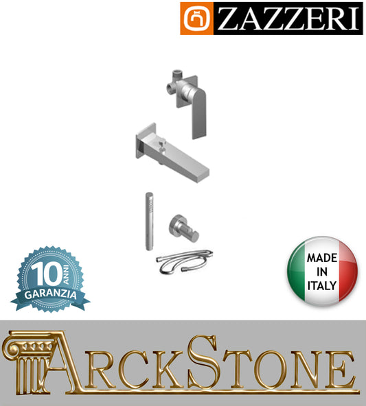 Composizione miscelatore doccia marca Zazzeri modello 100 finitura ottone cromato incasso cromo parete rubinetteria rubinetto arredo bagno arredamento muro acqua home casa garanzia 10 anni qualità made in italy 