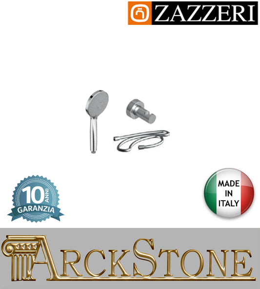 Set doccia marca Zazzeri modello 100 finitura ottone cromato parete doccetta multifunzione Ø115 mm flessibile rubinetto rubinetteria cromo arredamento arredo bagno azienda muro garanzia 10 anni qualità made in italy