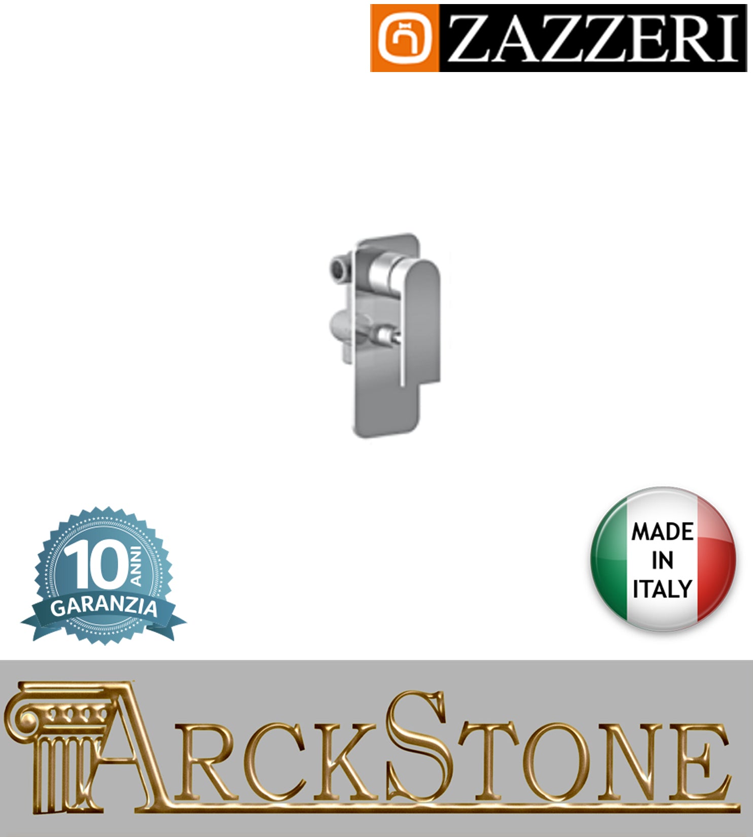 Miscelatore doccia marca Zazzeri modello 100 incasso deviatore completo finitura ottone cromato rubinetteria cromo rubinetto arredamento arredo bagno azienda certificata casa garanzia 10 anni qualità made in italy 