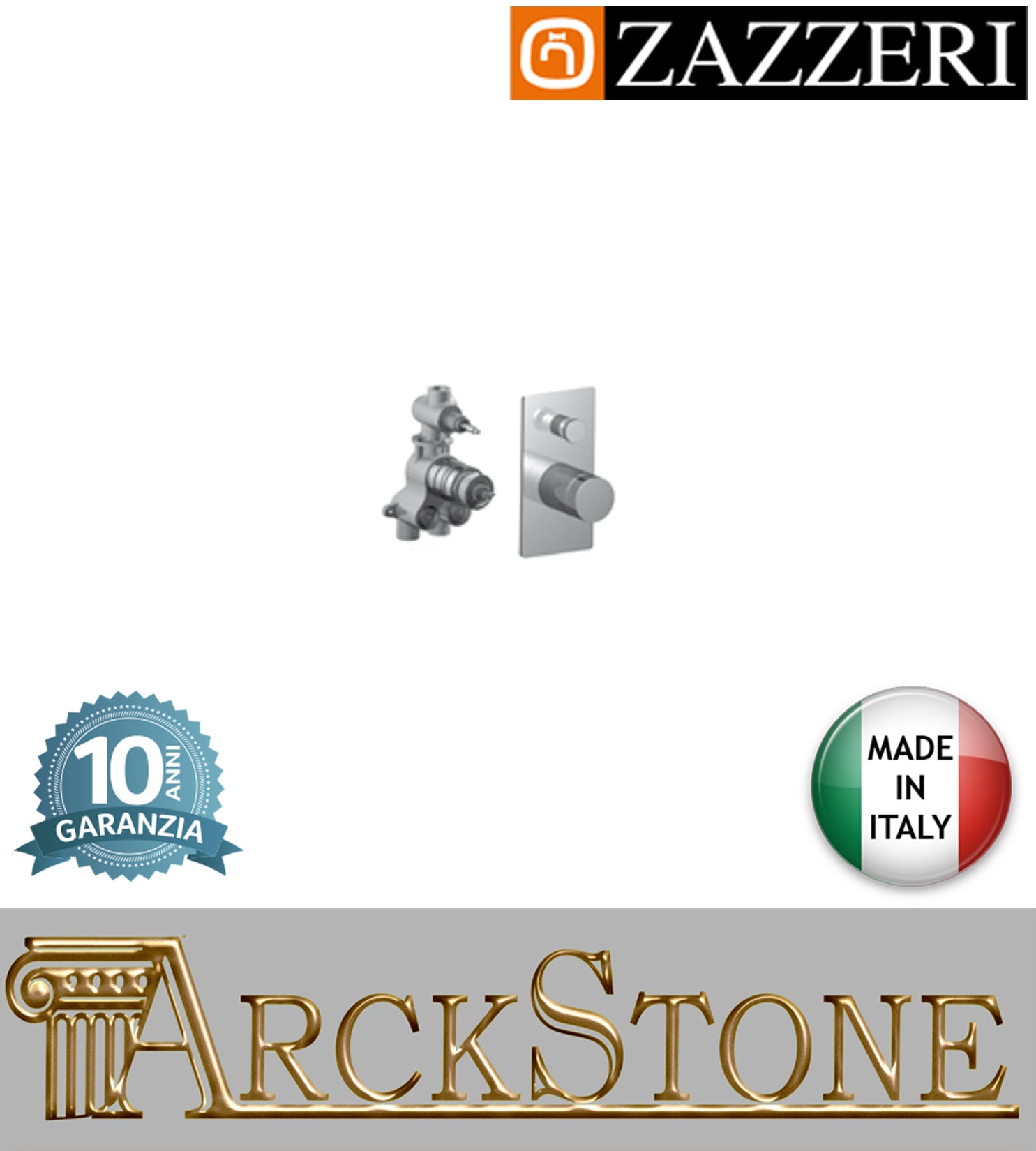 Miscelatore doccia marca Zazzeri modello 100 termostatico COMPACT due uscite incasso completo finitura ottone cromato rubinetteria cromo rubinetto arredamento arredo bagno casa garanzia 10 anni qualità made in italy