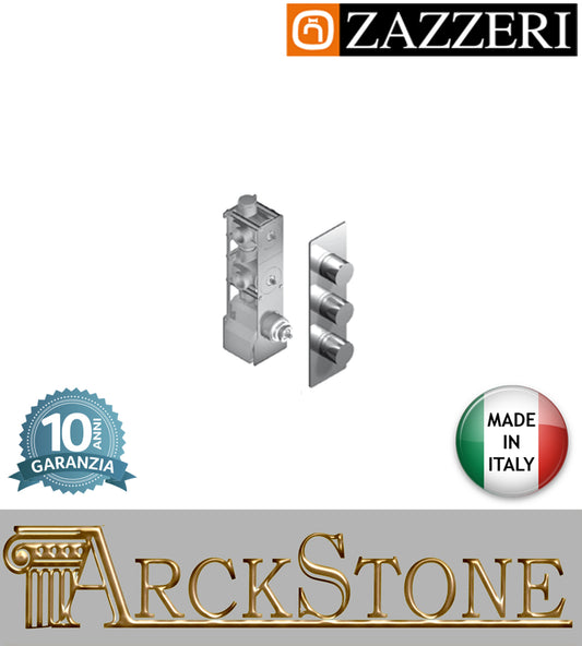 Gruppo doccia marca Zazzeri modello 100 miscelatore termostatico SMART COMPATTO incasso 4 uscite completo finitura ottone cromato rubinetteria cromo rubinetto arredamento arredo bagno garanzia 10 anni made in italy 