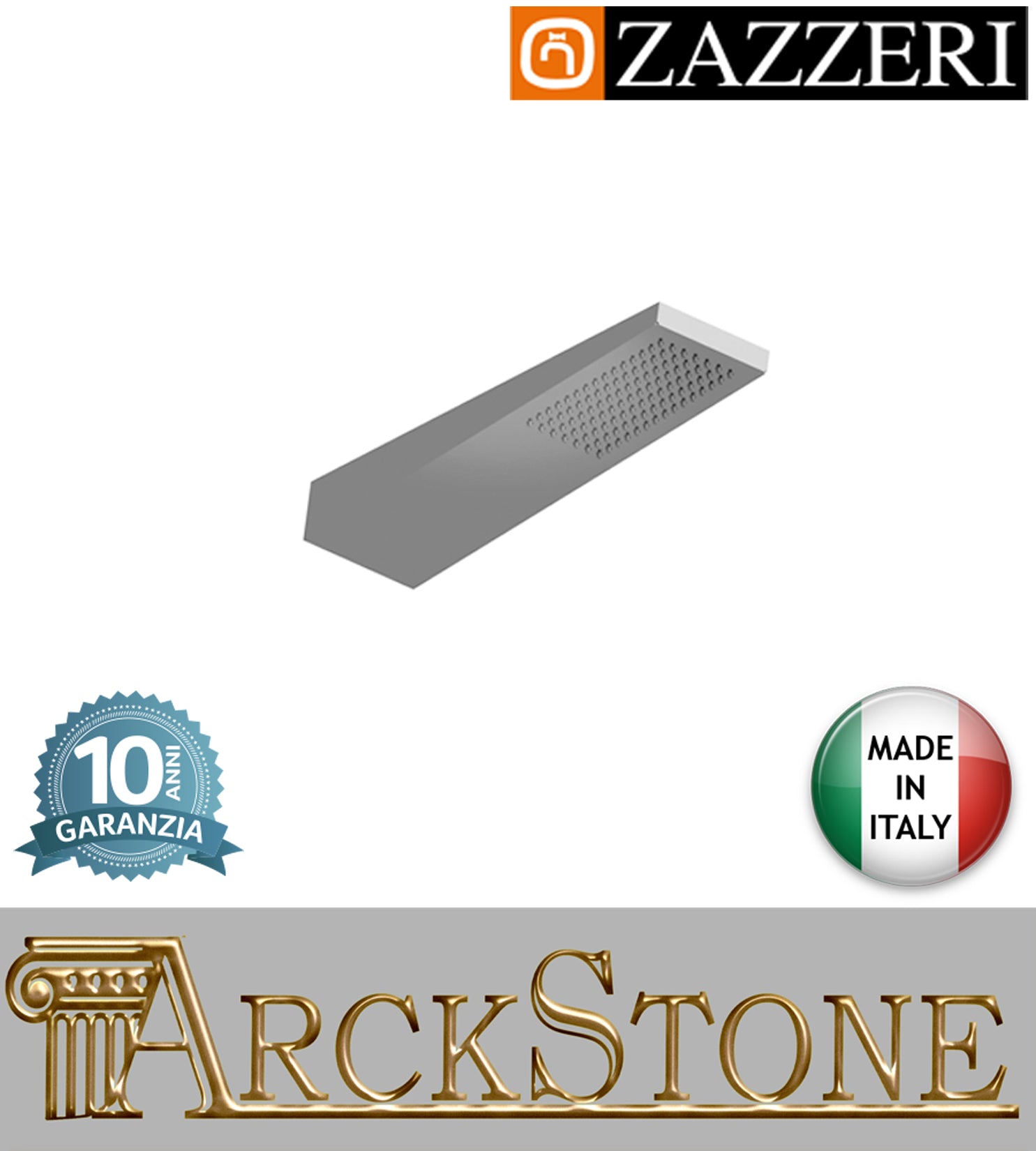 Soffione prismatico marca Zazzeri modello 100 finitura acciaio inox cromato anticalcare parete acqua muro rubinetteria rubinetto arredamento arredo bagno autorizzato azienda certificata garanzia 10 anni qualità made in italy