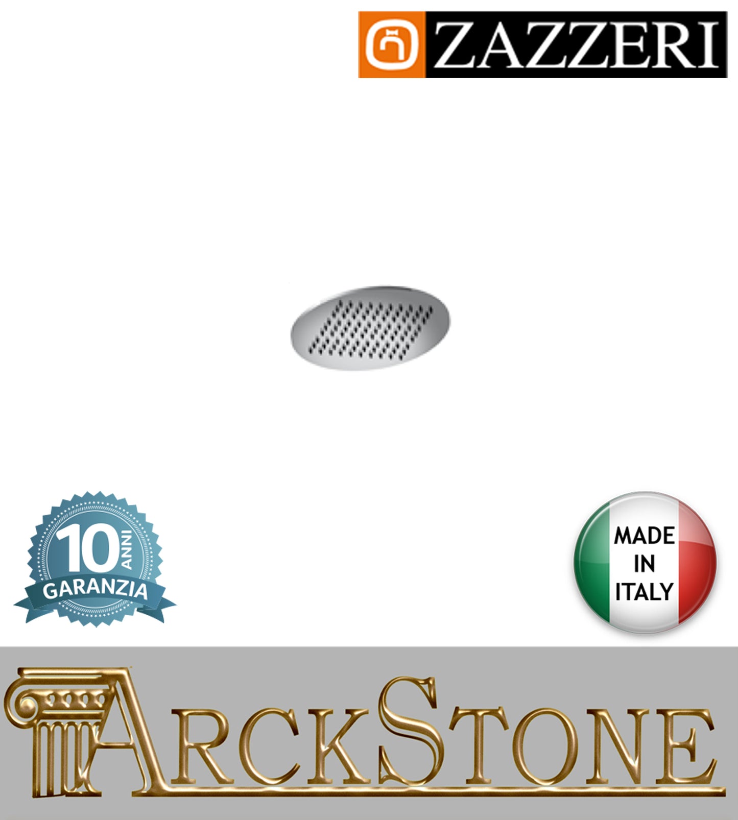 Soffione doccia Ø200mm marca Zazzeri modello TREND X finitura acciaio inox lucido parete anticalcare muro arredo bagno soffitto casa home acqua home autorizzato fontana azienda certificata garanzia 10 anni qualità made in ita