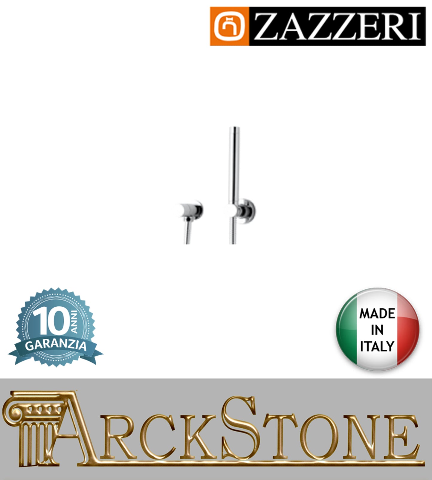 Idroscopino marca Zazzeri modello TREND X finitura ottone cromato flessibile 1,5m presa acqua muro attacco parete arredamento arredo bagno casa home autorizzato azienda certificata garanzia 10 anni qualità made in italy 