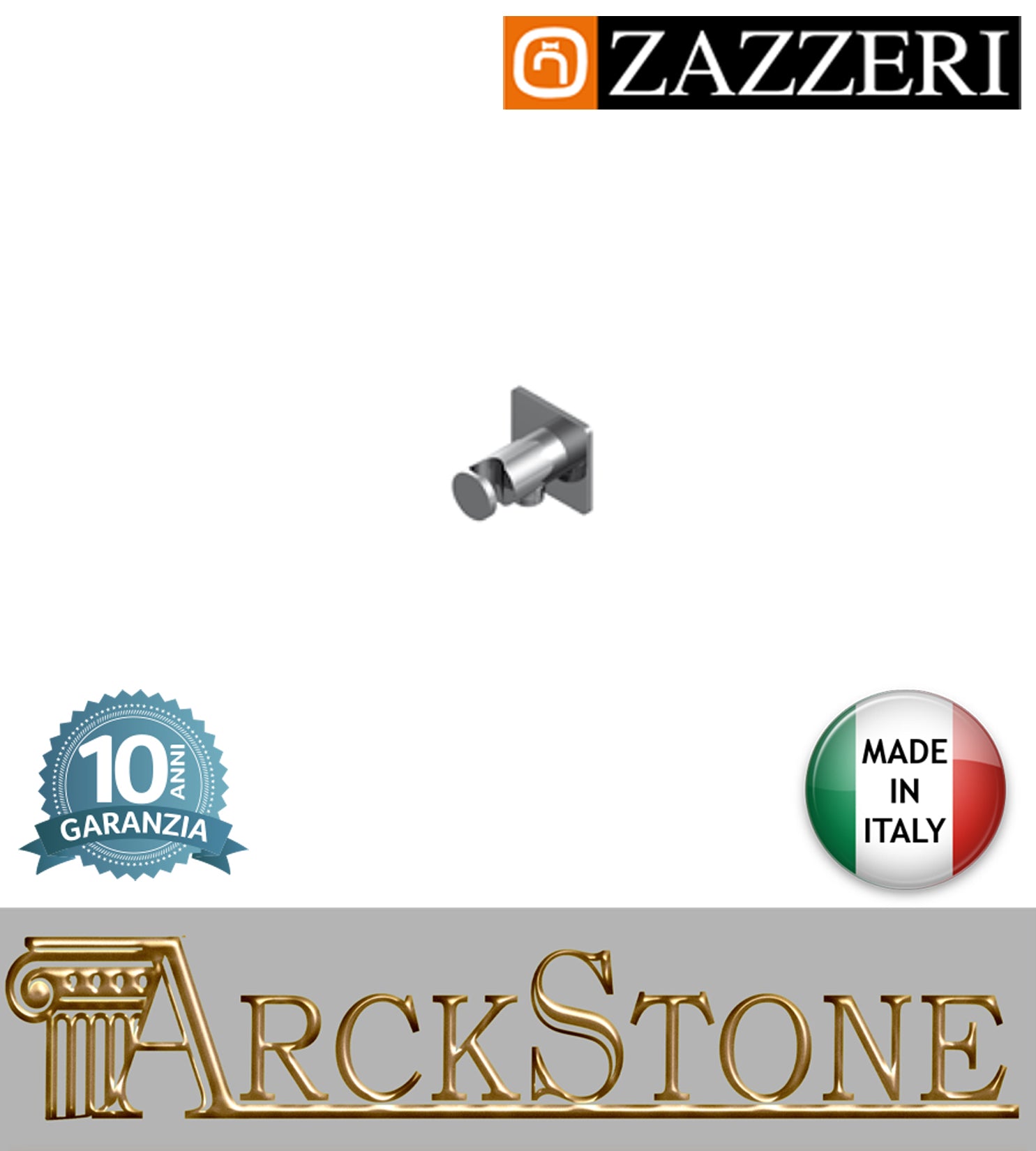 Presa acqua marca Zazzeri modello 100 31000502A00 CRCR finitura ottone cromato parete attacco doccetta muro arredamento arredo bagno casa home autorizzato azienda certificata garanzia 10 anni qualità made in italy