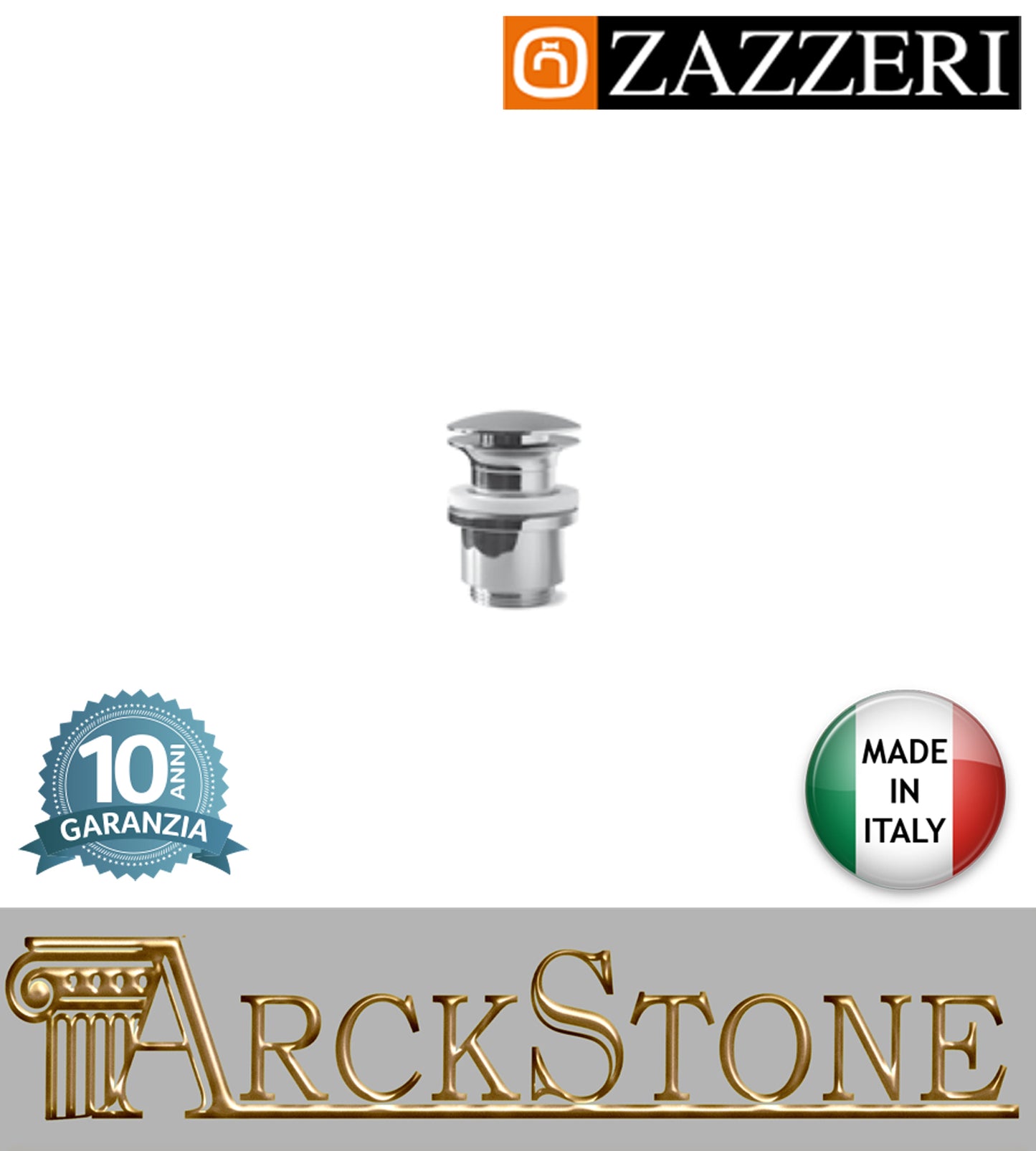 Piletta scarico marca Zazzeri modello Modo 7 libero finitura ottone cromato arredamento arredo bagno casa home autorizzato acqua garanzia 10 anni qualità made in italy