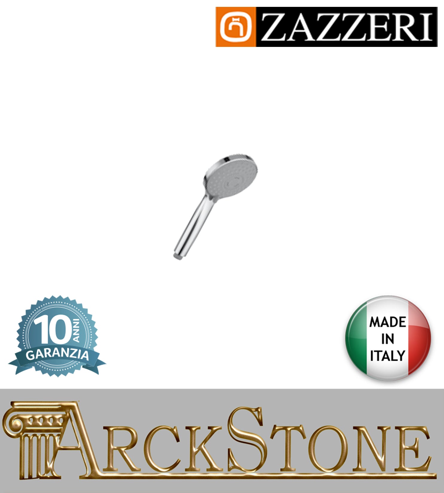 Doccetta Ø115mm marca Zazzeri modello TREND X-ONE anticalcare finitura ottone cromato multifunzione senza flessibile attacco muro parete arredamento arredo bagno autorizzato azienda certificata garanzia 10 anni qualità