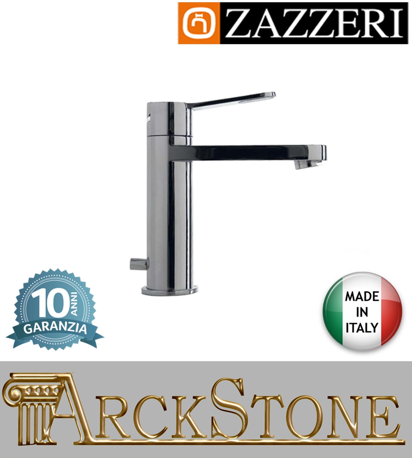 Miscelatore lavabo marca Zazzeri modello TREND X finitura ottone cromato piletta scarico automatico areatore appoggio anticalcare arredamento arredo bagno autorizzato azienda certificata garanzia 10 anni qualità made in italy