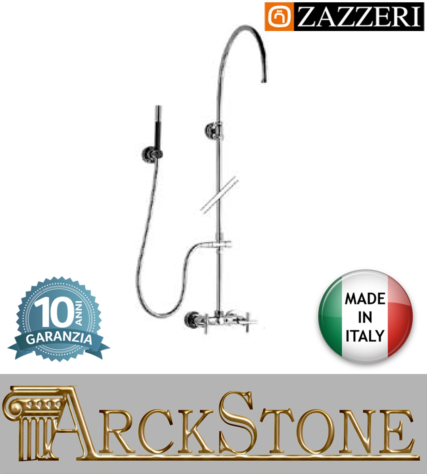 Colonna doccia marca casa Zazzeri modello Shower Unix miscelatore meccanico gruppo esterno doccetta deviatore Vitone Ceramico 180° garanzia 10 anni qualità made in italy
