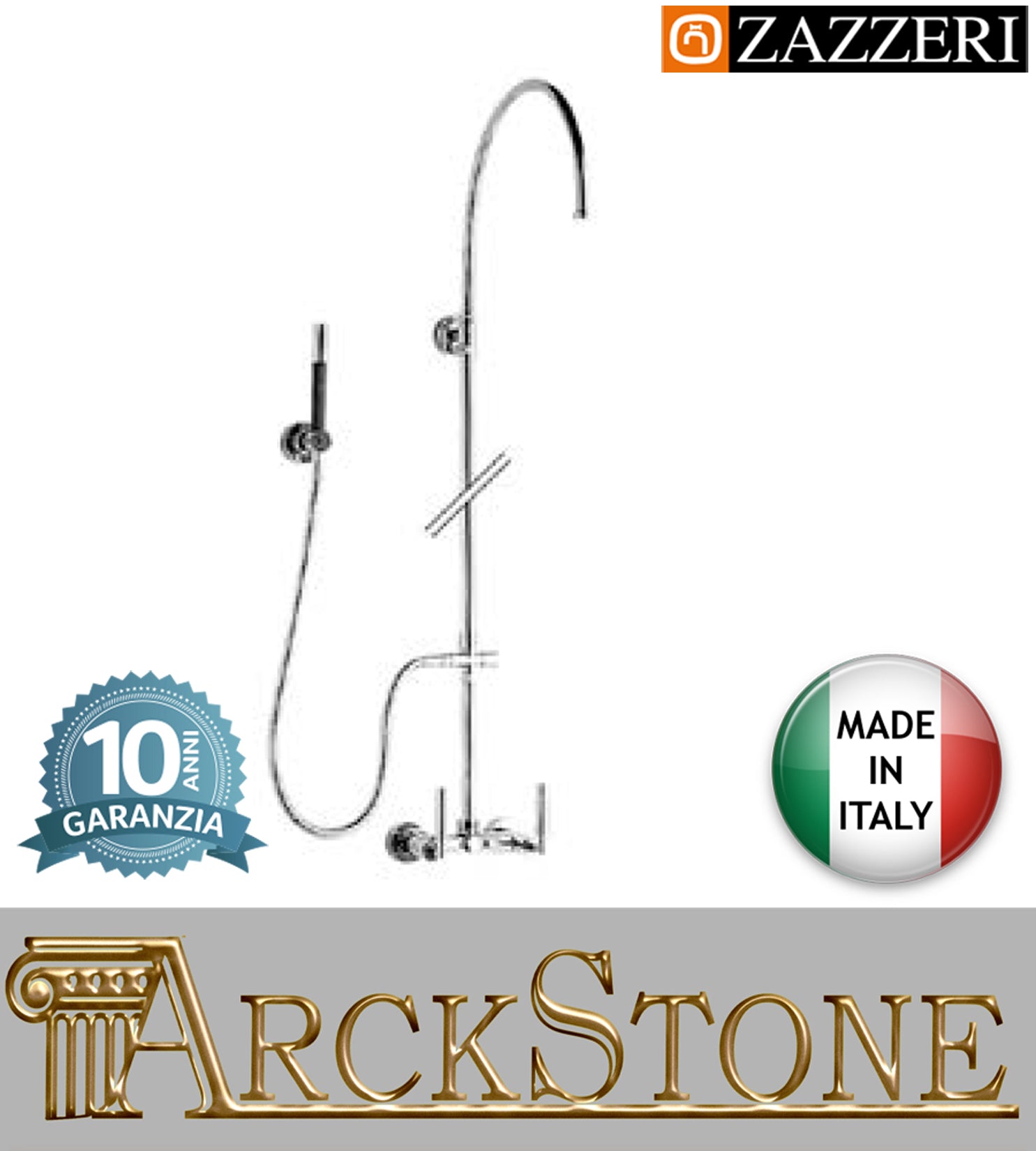 Colonna doccia marca casa Zazzeri modello Shower Unix miscelatore meccanico gruppo esterno doccetta deviatore rubinetto cromato arredamento bagno rubinetteria garanzia 10 anni azienda certificata qualità made in italy