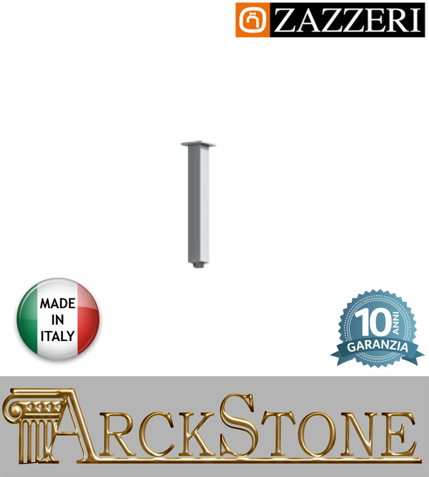 Braccio doccia 250mm marca Zazzeri modello Shower Unix soffitto finitura cromata rubinetteria muro casa arredamento bagno cromo incasso garanzia 10 anni azienda certificata qualità made in italy