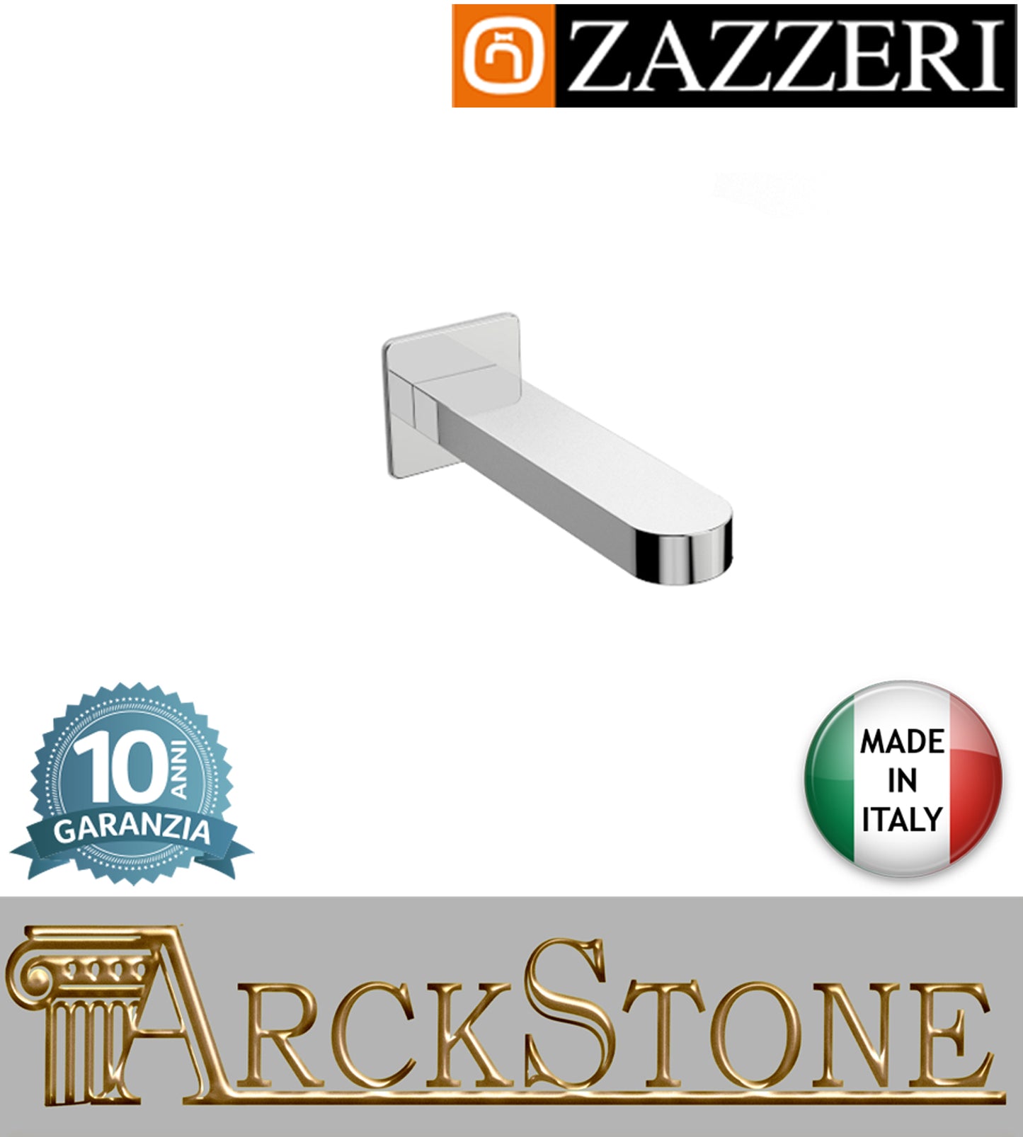 Getto vasca marca Zazzeri modello TREND X deviatore incasso parete Lunghezza 195 mm finitura ottone cromato anticalcare arredamento casa muro home acqua arredo bagno azienda certificata garanzia 10 anni qualità made in ita