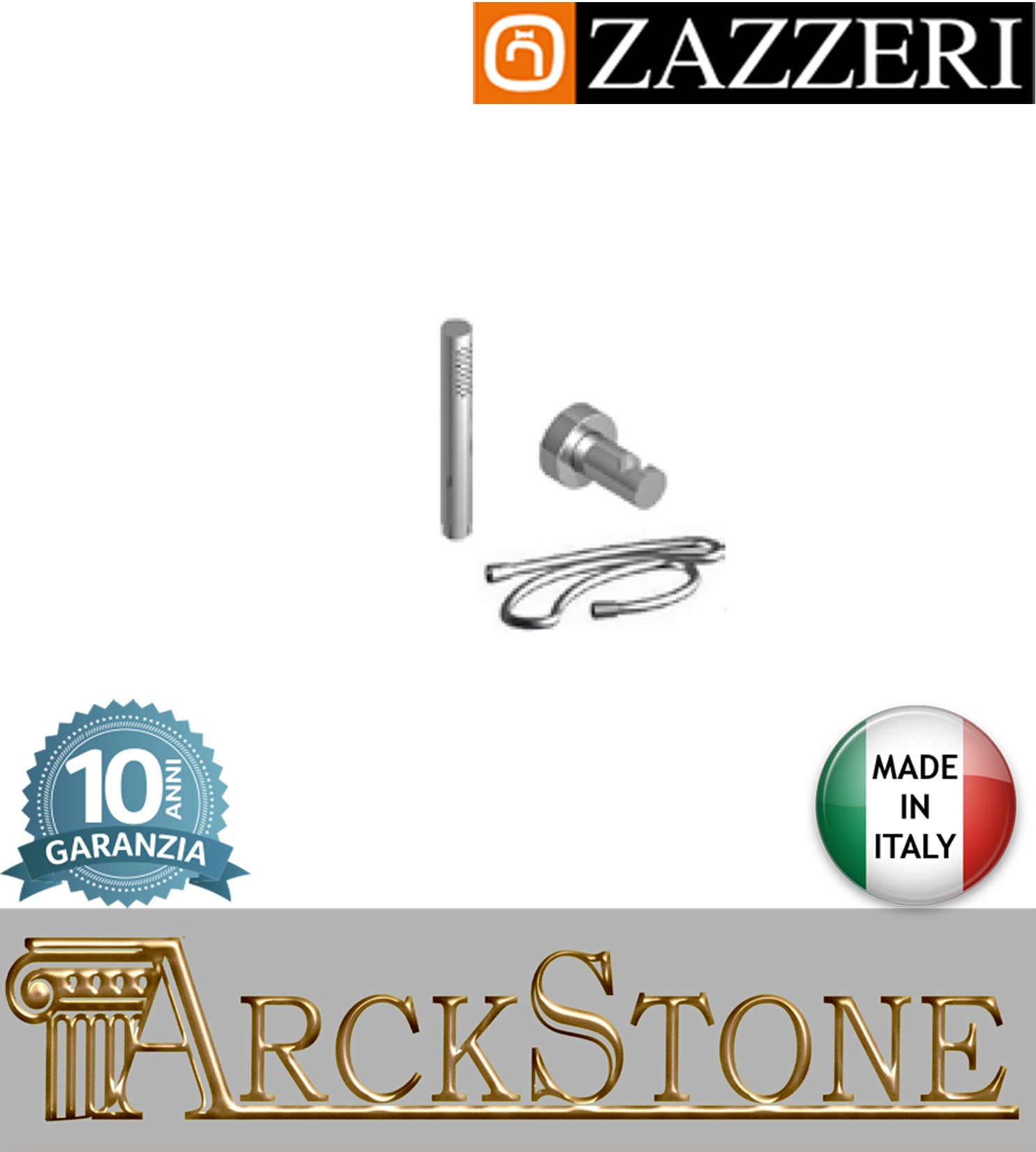 Set doccia marca Zazzeri modello TREND X finitura ottone cromato parete doccetta stilo anticalcare attacco muro flessibile PVC arredamento casa home arredo bagno acqua azienda garanzia 10 anni qualità made in italy 