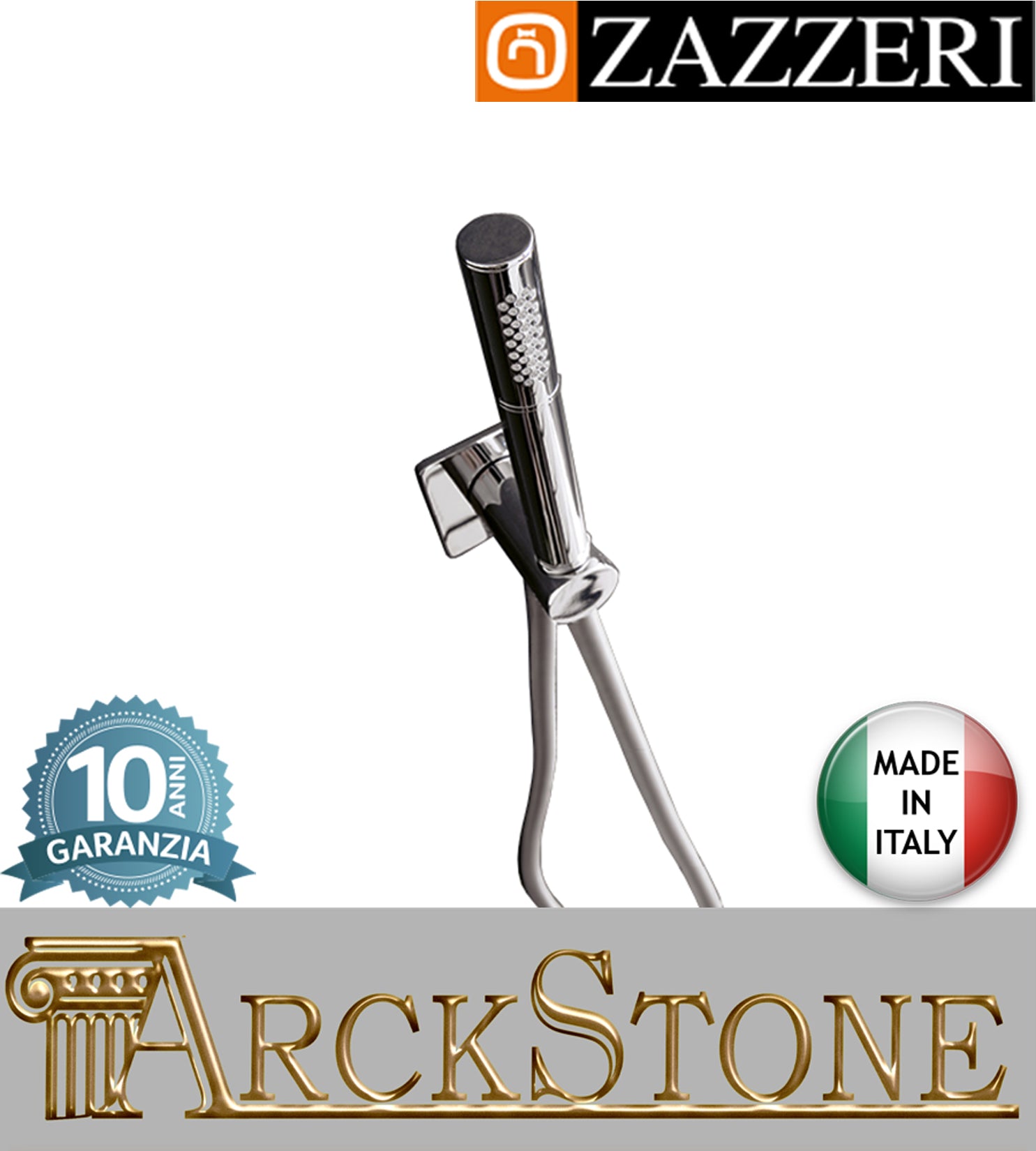 Set doccia marca Zazzeri modello TREND X 31000414A00CRCR doccetta stilo finitura ottone cromato anticalcare presa acqua muro supporto flessibile rubinetteria arredamento arredo bagno casa acqua garanzia 10 anni qualità