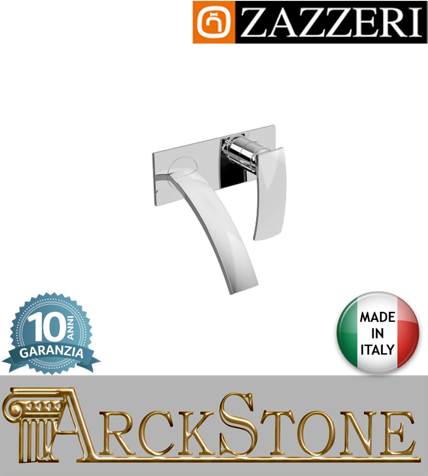 Miscelatore lavabo marca Zazzeri modello Moon Mono 2900B113A00+3901A113A00 CRCR finitura ottone cromato incasso parete rubinetto rubinetteria acqua arredamento casa arredo bagno muro azienda certificata garanzia 10 anni qualità made in italy