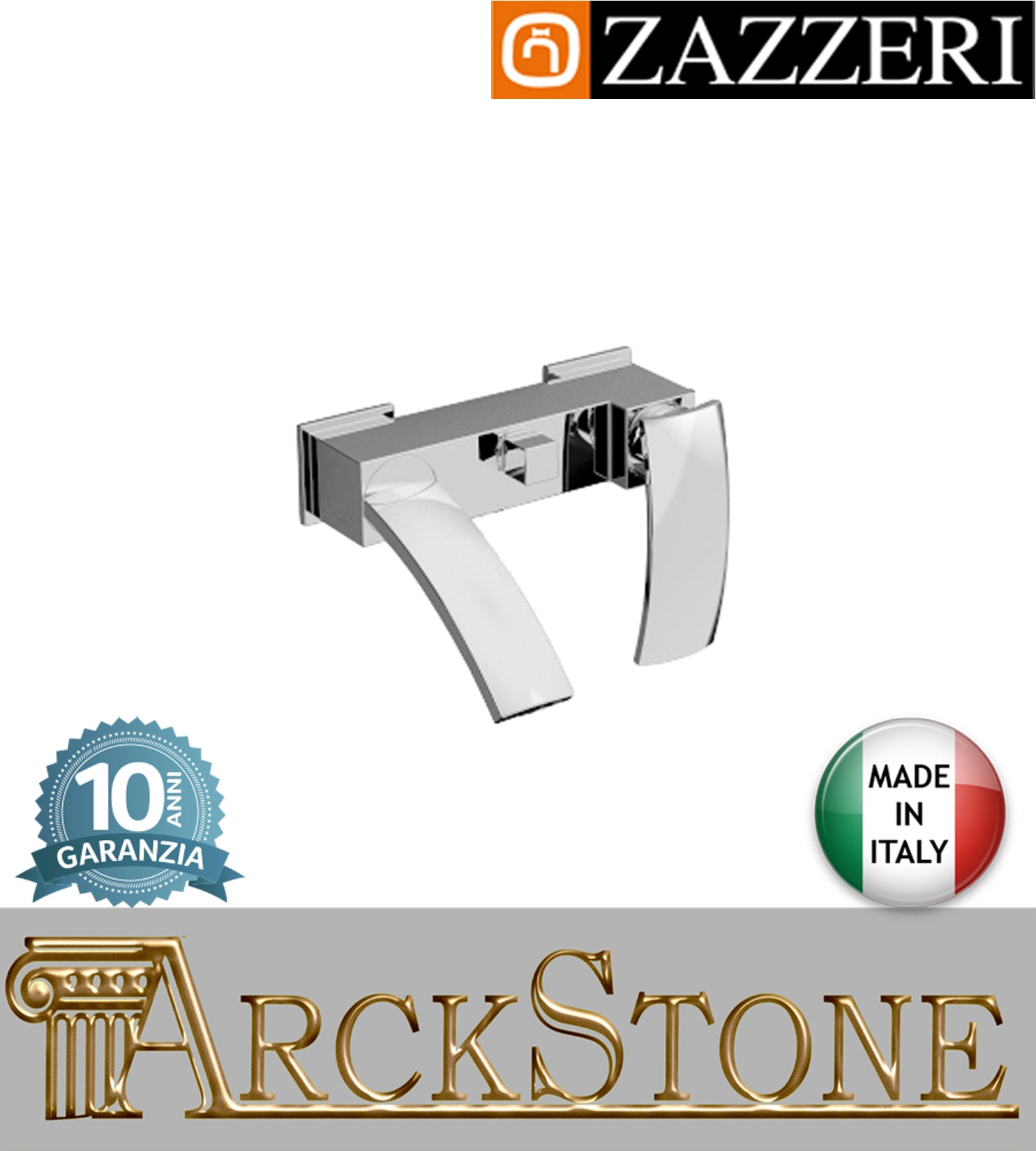 Miscelatore vasca marca Zazzeri modello Moon Mono finitura ottone cromato parete esterno senza doccetta flessibile rubinetteria rubinetto arredamento casa arredo muro bagno garanzia 10 anni qualità made in italy 