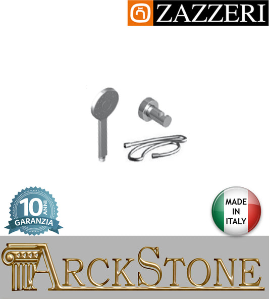 Set doccia marca Zazzeri modello Moon Mono finitura ottone cromato doccetta Ø105mm areata anticalcare flessibile attacco muro arredamento casa arredo bagno autorizzato azienda certificata garanzia 10 anni qualità made in italy 