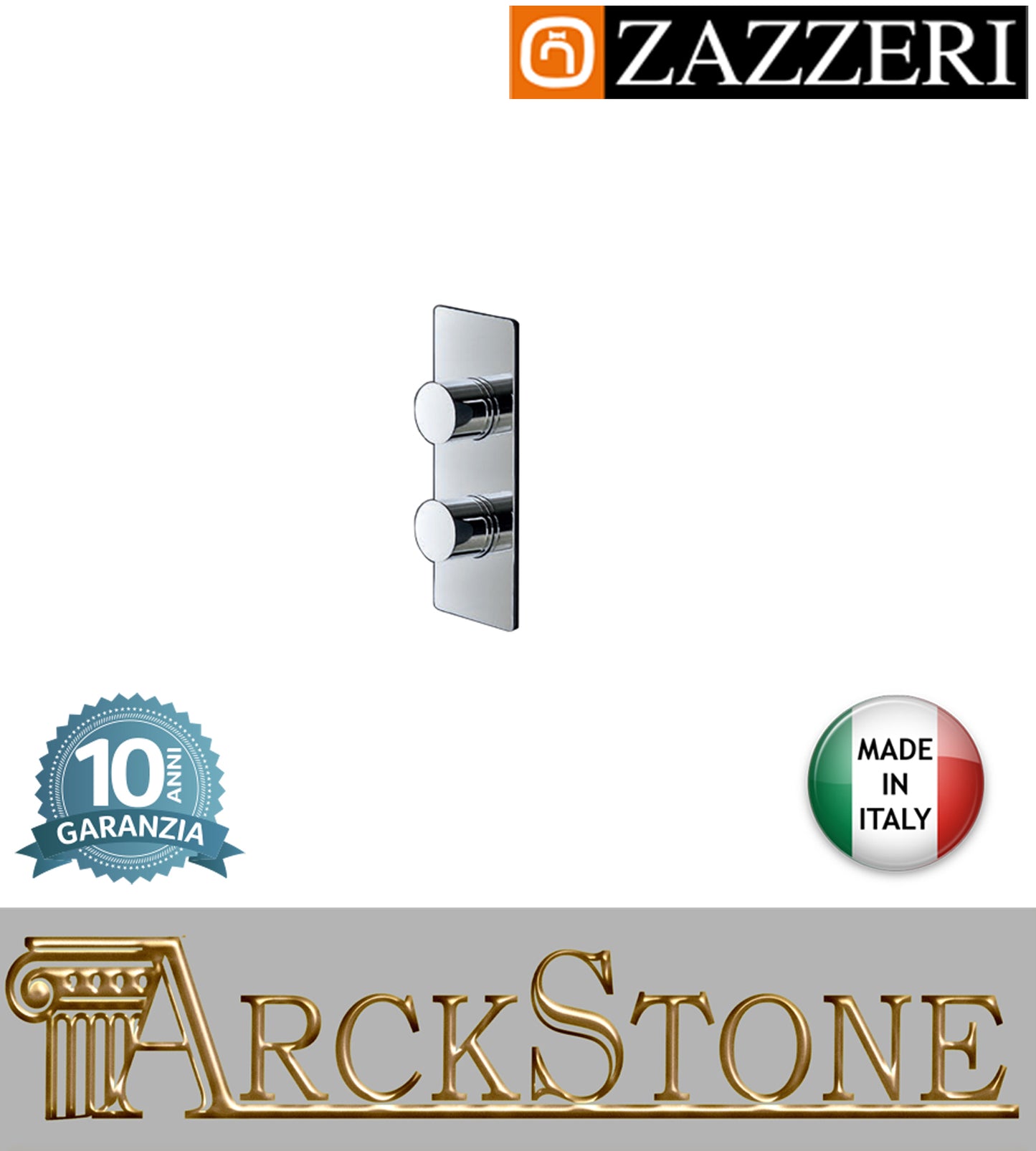 Gruppo doccia marca Zazzeri modello Moon Mono finitura ottone cromato miscelatore termostatico deviatore stop SMART COMPATTO parete incasso muro 2 Uscite arredamento casa arredo bagno garanzia 10 anni qualità made in italy  