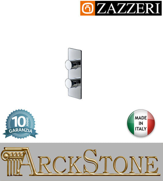 Gruppo doccia marca Zazzeri modello Moon Mono finitura ottone cromato miscelatore termostatico deviatore stop SMART COMPATTO parete incasso muro 2 Uscite arredamento casa arredo bagno garanzia 10 anni qualità made in italy  