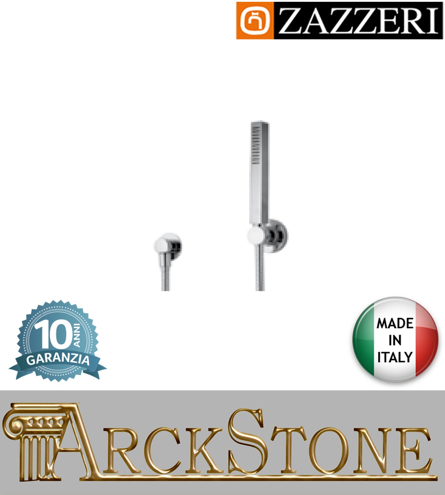Set doccia marca Zazzeri modello Moon Mono finitura ottone cromato doccetta flessibile parete presa acqua muro supporto arredamento casa home arredo bagno azienda certificata garanzia 10 anni qualità made in italy 