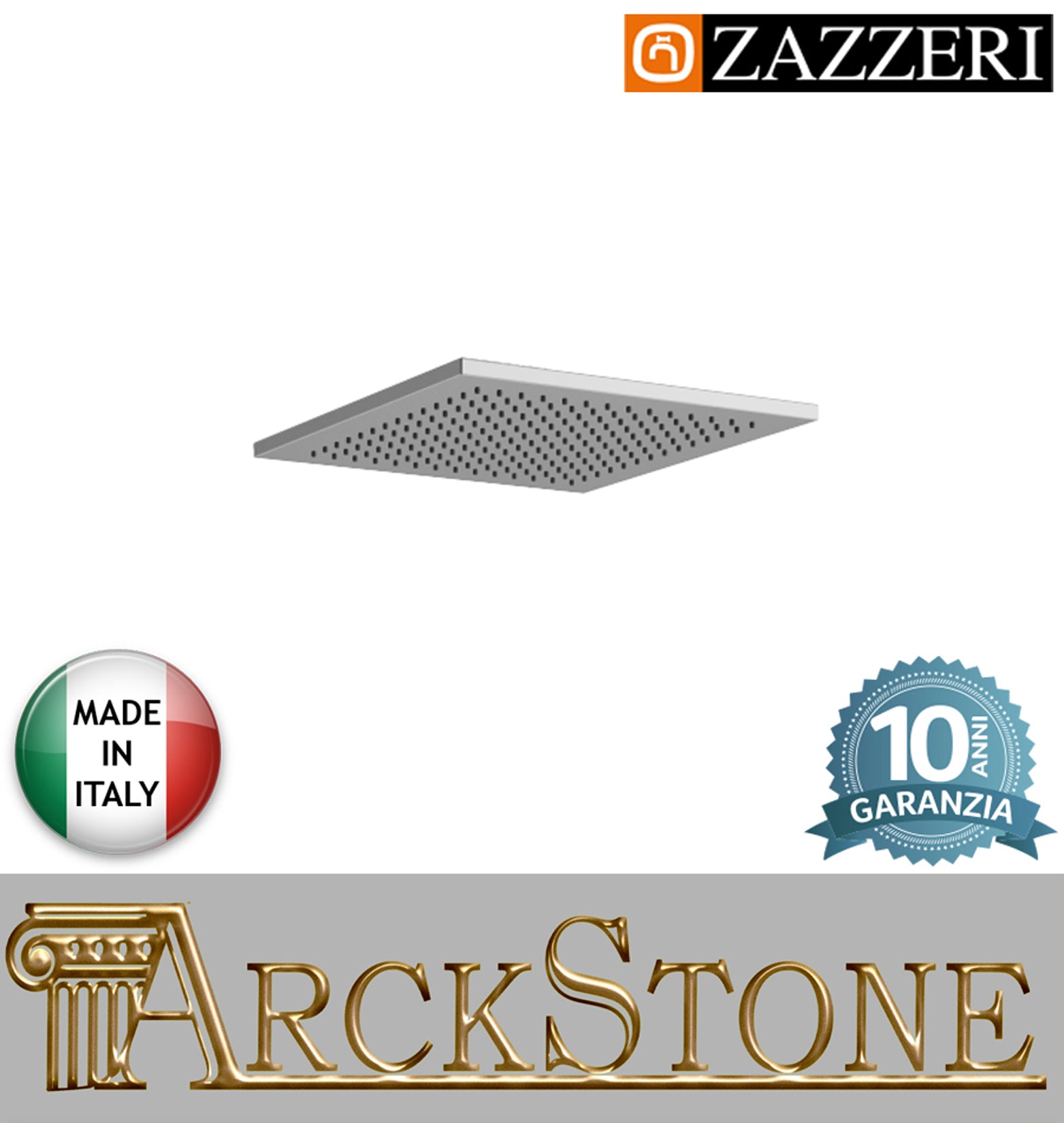 Soffione doccia 260x260 mm marca Zazzeri modello Moon Mono finitura Metallo cromato anticalcare ispezionabile parete soffitto arredamento casa arredo bagno azienda certificata garanzia 10 anni qualità made in italy