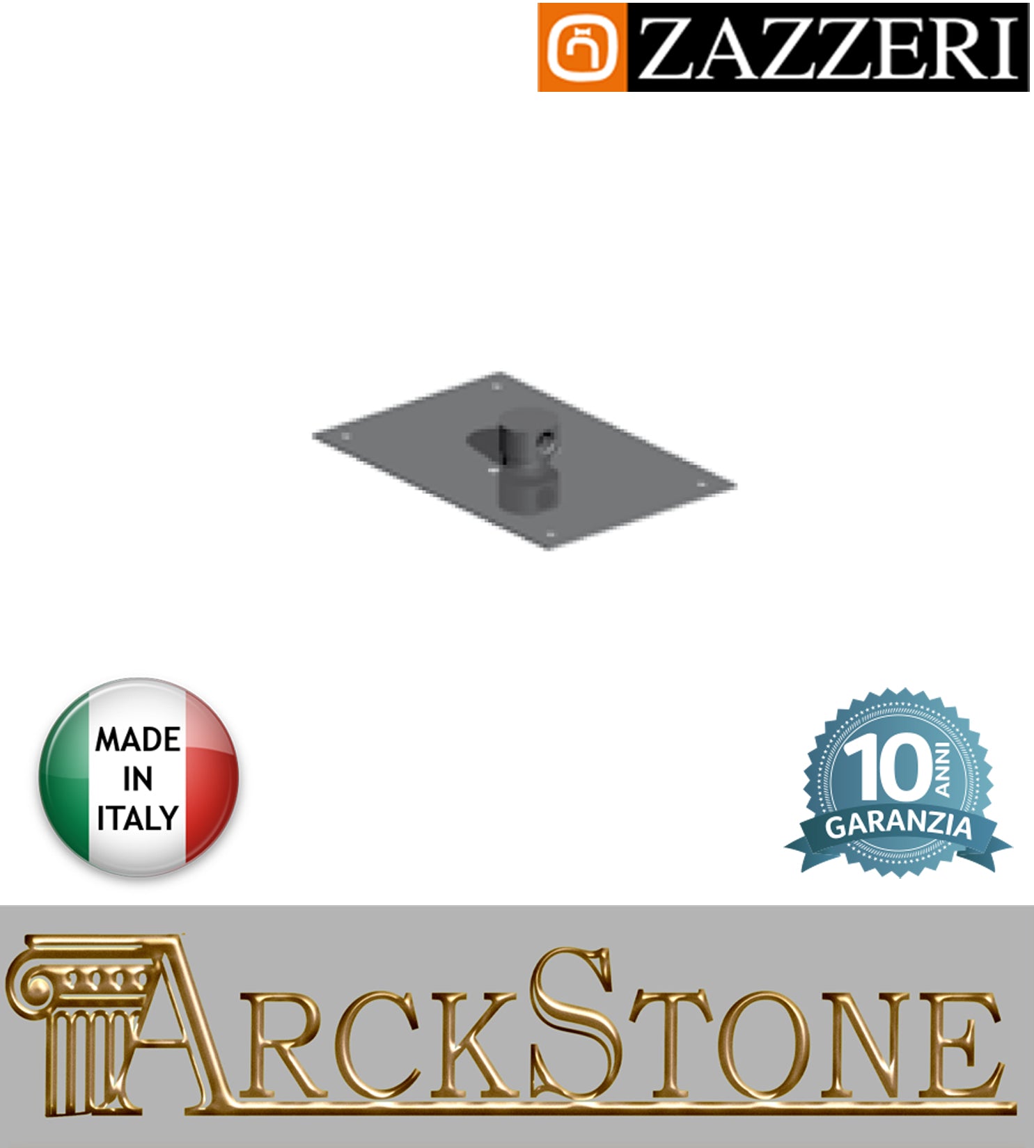 Piastra fissaggio braccio marca Zazzeri modello Da-Da 7 Mono finitura ottone cromato parete muro soffitto arredamento casa home arredo bagno azienda certificata acqua garanzia 10 anni qualità made in italy
