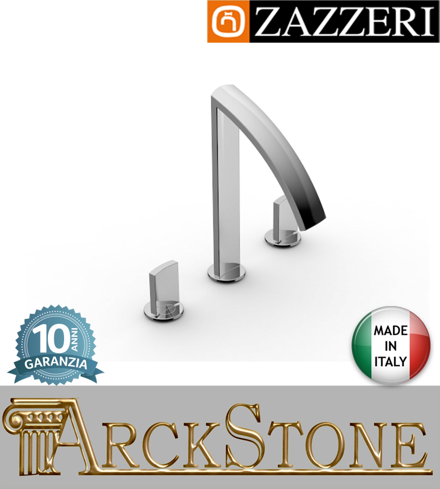 Miscelatore lavabo marca Zazzeri modello Moon finitura ottone cromato appoggio 3 fori batteria vitone ceramico 90° rubinetteria rubinetto fontana acqua arredo bagno arredamento garanzia 10 anni qualità made in italy