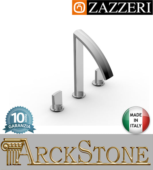 Miscelatore lavabo marca Zazzeri modello Moon finitura ottone cromato appoggio 3 fori batteria vitone ceramico 90° rubinetteria rubinetto fontana acqua arredo bagno arredamento garanzia 10 anni qualità made in italy