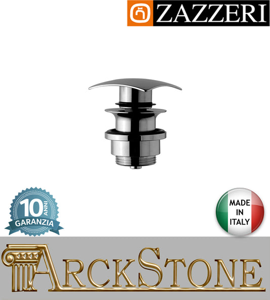 Piletta scarico marca Zazzeri modello Moon finitura cromato libero tappo quadro H70 mm arredo bagno garanzia 10 anni qualità made in italy
