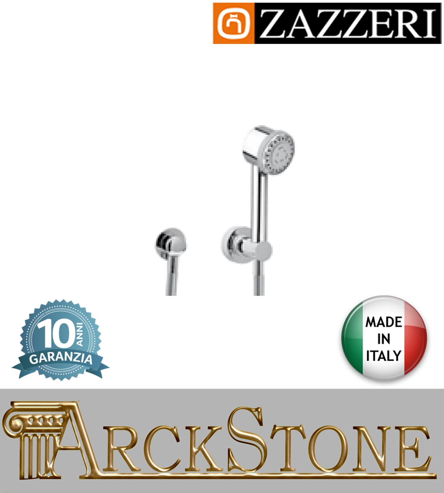 Set doccia marca Zazzeri modello Da-Da 7 Mono Doccetta a Magno Multi Funzione 4 Funzioni Completa di Presa Acqua a Muro Flessibile Supporto a Parete