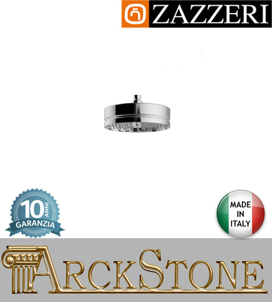 Soffione doccia tondo Ø200 mm marca Zazzeri modello Da-Da 7 Mono parete finitura metallo cromato anticalcare rubinetteria arredamento muro arredo bagno cromo garanzia 10 anni azienda certificata qualità made in ital