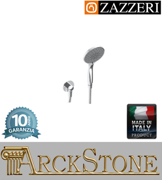 Duplex doccia Ø130 mm marca Zazzeri modello Shower Unix completo presa acqua cromata doccetta mano flessibile PVC anticalcare rubinetteria parete casa arredamento bagno cromo garanzia 10 anni azienda made in italy