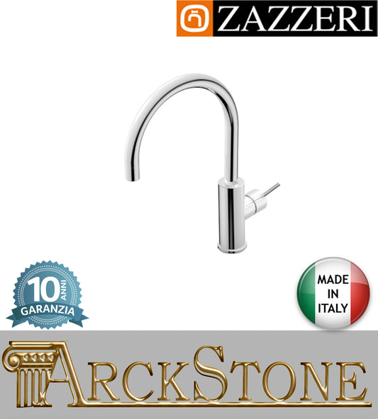 Miscelatore lavabo marca Zazzeri modello Modo 7 finitura ottone cromato collo girevole Ø40mm tondo senza scarico appoggio rubinetto arredamento arredo bagno garanzia 10 anni qualità made in italy