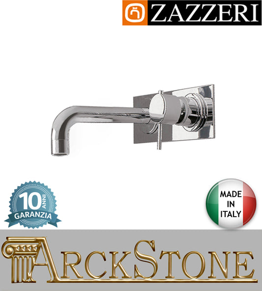 Miscelatore lavabo marca Zazzeri modello Modo 7 finitura ottone cromato incasso parete getto 180 mm muro arredamento casa fontana home acqua arredo bagno garanzia 10 anni qualità made in italy