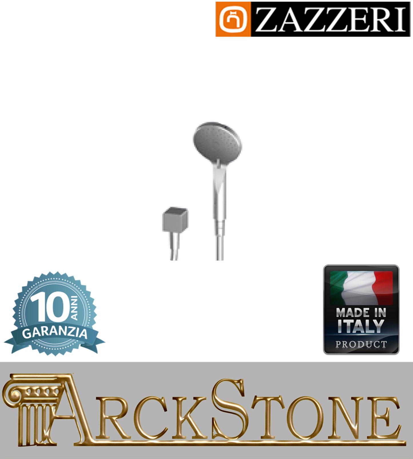 Duplex doccia Ø115 mm marca Zazzeri modello Shower Unix completo presa acqua cromata doccetta mano flessibile PVC anticalcare rubinetteria parete casa arredamento bagno cromo garanzia 10 anni azienda made in italy