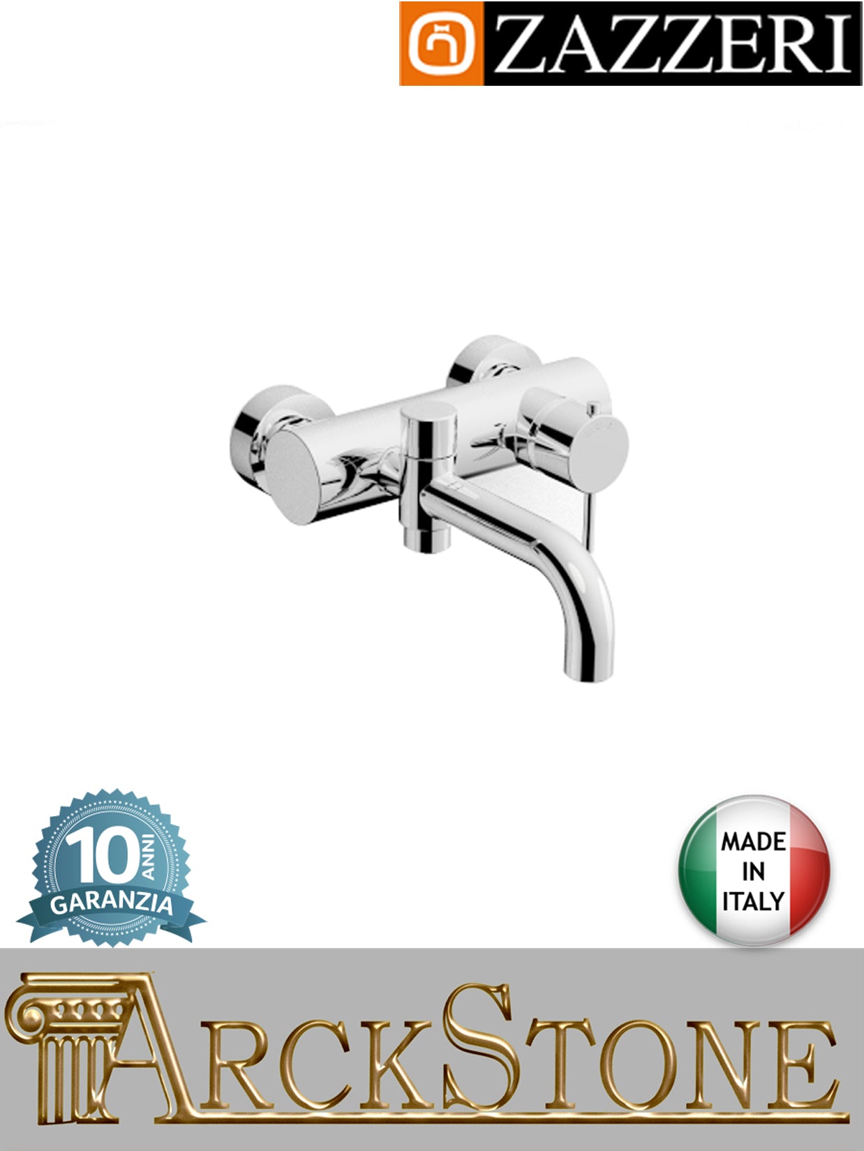 Miscelatore vasca marca Zazzeri modello Modo 7 finitura ottone cromato parete esterno senza doccetta flessibile acqua muro arredamento casa home arredo bagno fontana garanzia 10 anni qualità made in italy 