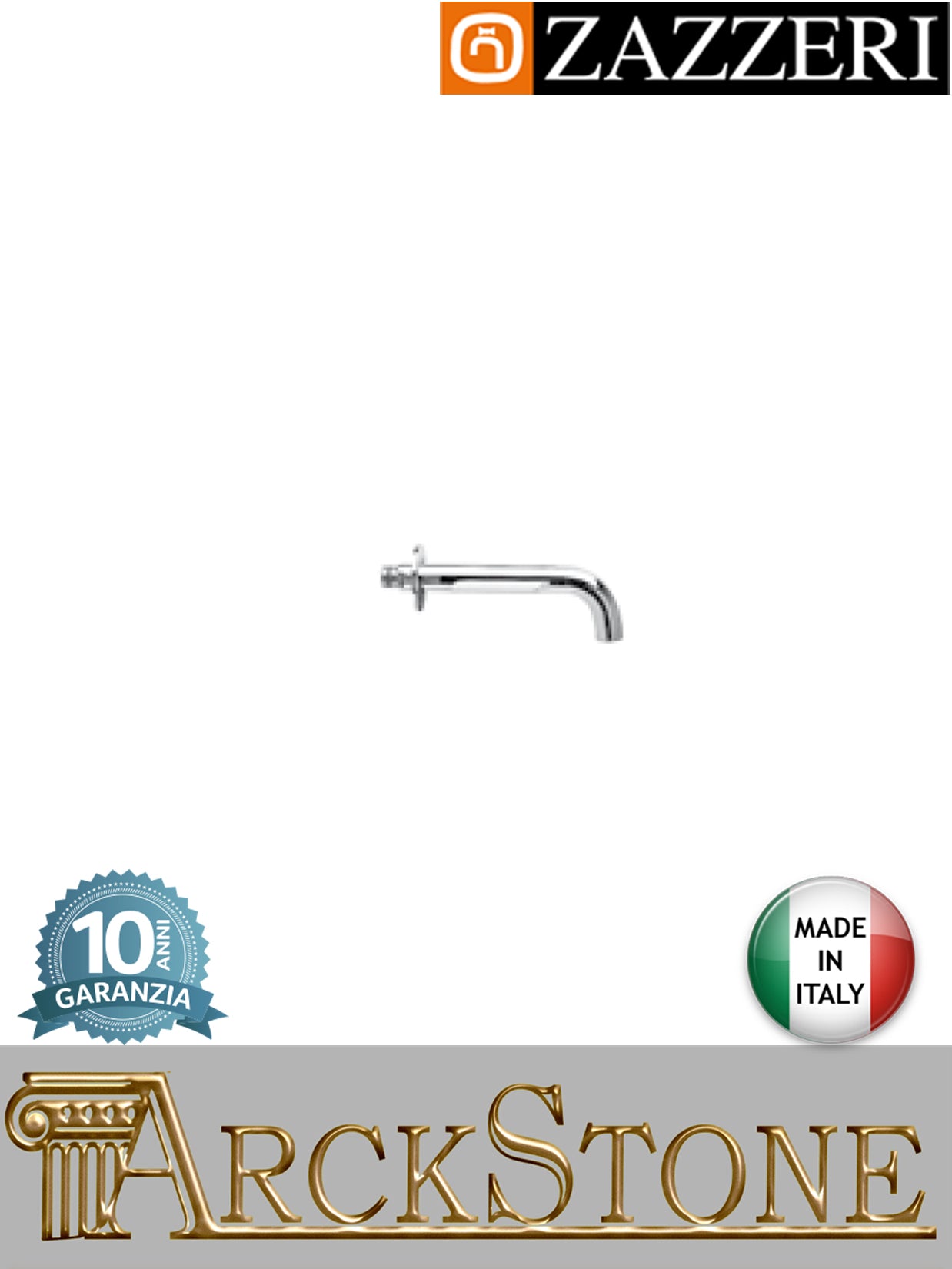 Getto vasca 185 mm marca Zazzeri modello Modo 7 finitura ottone cromato parete muro rubinetteria rubinetto areatore arredamento casa home fontana acqua autorizzato garanzia 10 anni qualità made in italy