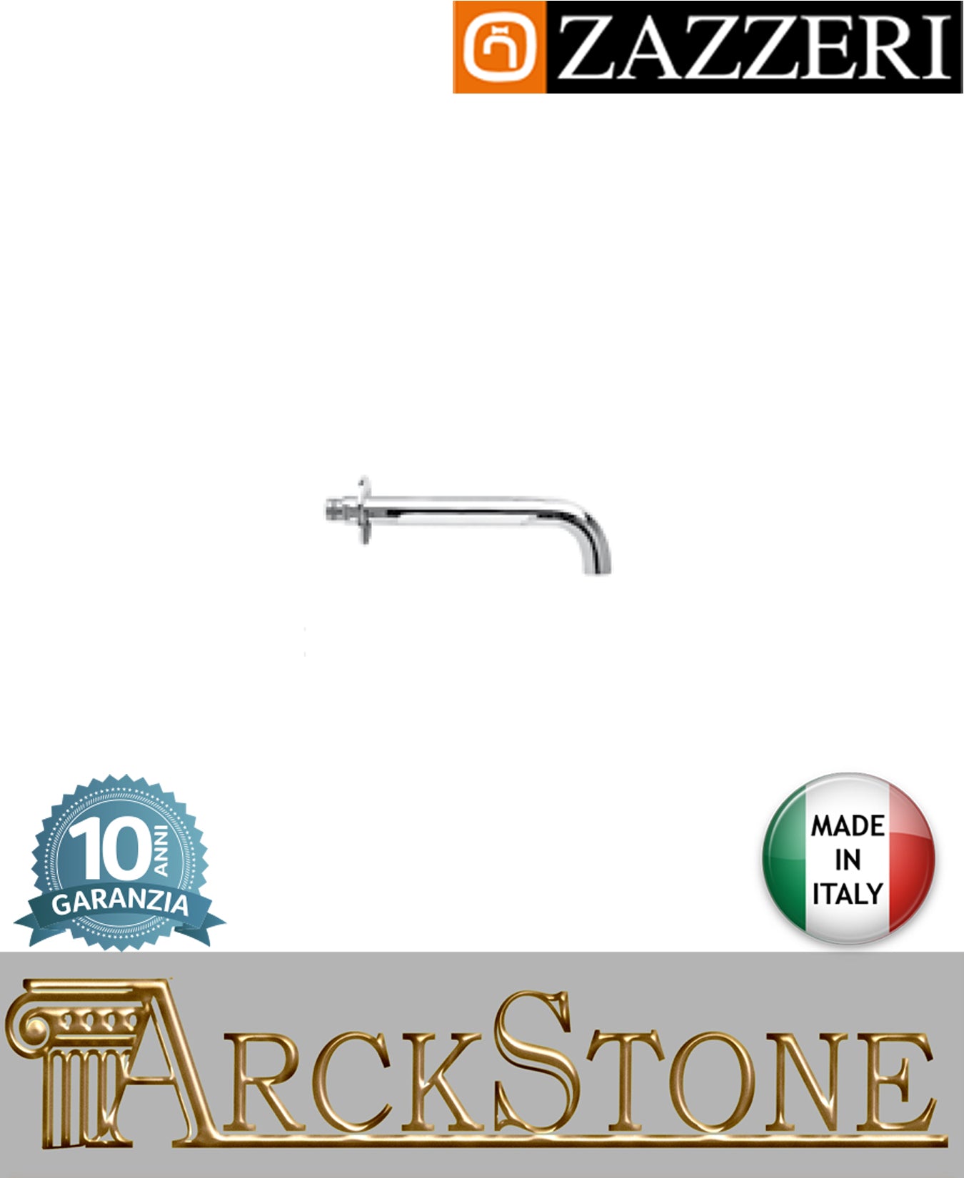 Getto vasca 215 mm marca Zazzeri modello Modo 7 finitura ottone cromato parete muro rubinetteria rubinetto areatore arredamento casa home fontana acqua autorizzato garanzia 10 anni qualità made in italy