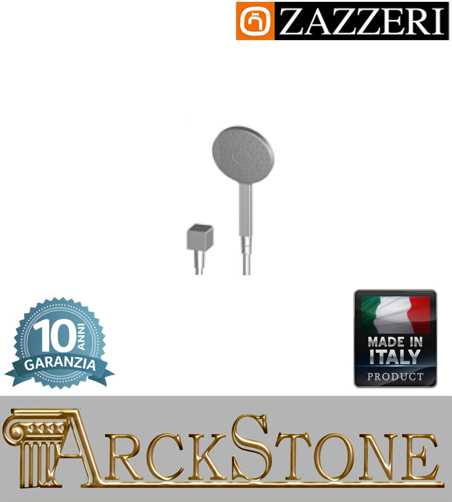 Duplex doccia Ø140 mm marca Zazzeri modello Shower Unix completo presa acqua cromata doccetta mano flessibile PVC anticalcare rubinetteria parete casa arredamento bagno cromo garanzia 10 anni azienda made in italy